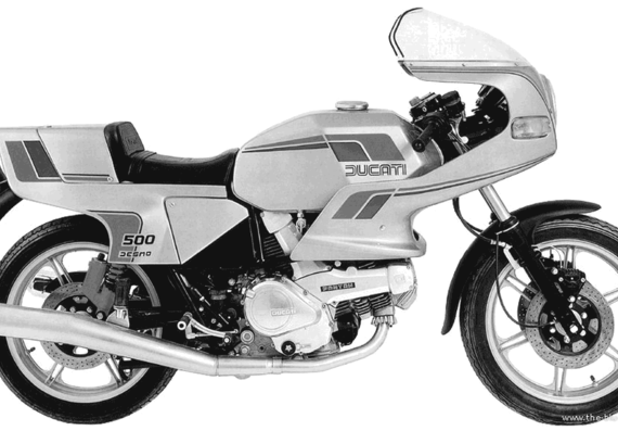Motorcycle Ducati 500SL Pantah (1980) - drawings, dimensions, figures