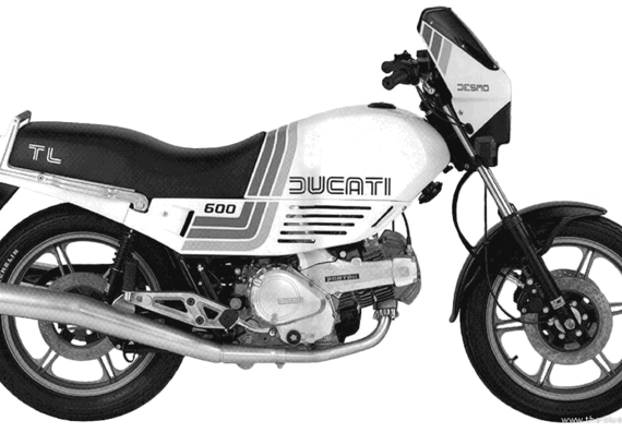 Мотоцикл Ducati 600TL Pantah (1985) - чертежи, габариты, рисунки