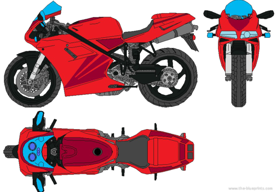 Мотоцикл Ducati 748 (1998) - чертежи, габариты, рисунки