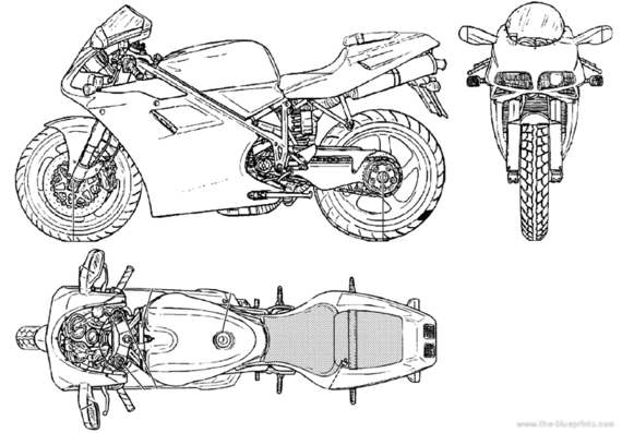 Мотоцикл Ducati 748 / 996 (2000) - чертежи, габариты, рисунки