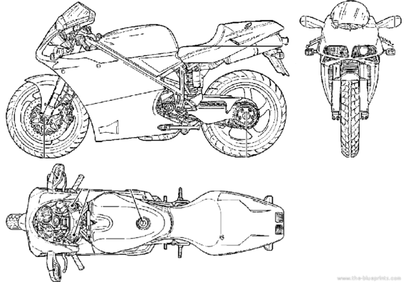 Мотоцикл Ducati 748 R - чертежи, габариты, рисунки
