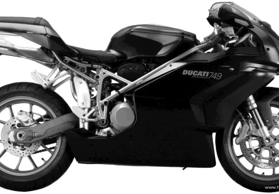 Мотоцикл Ducati 749 (2004) - чертежи, габариты, рисунки