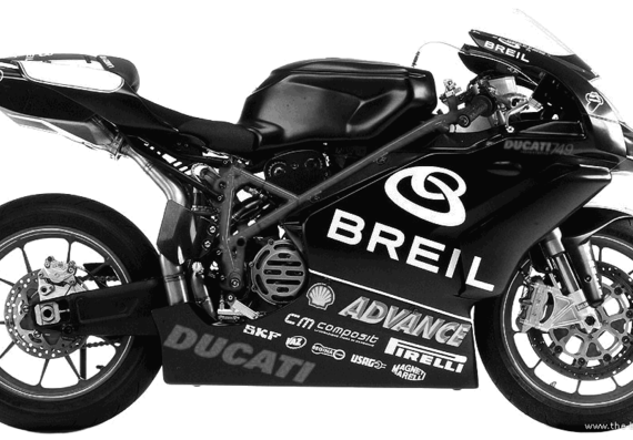 Мотоцикл Ducati 749 SuperSport (2004) - чертежи, габариты, рисунки