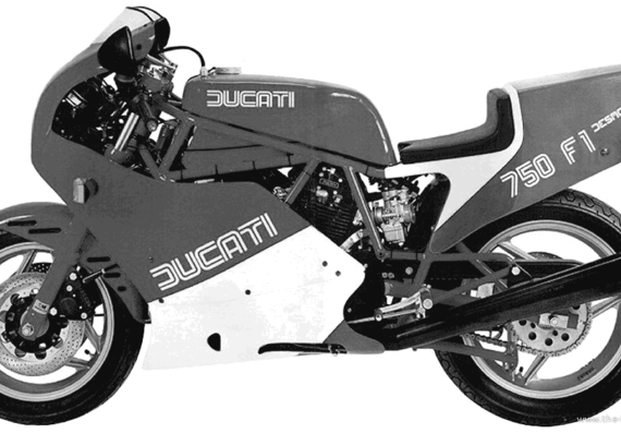 Ducati 750 F1 motorcycle (1987) - drawings, dimensions, figures