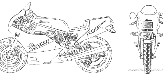 Мотоцикл Ducati 750 F1 F3 - чертежи, габариты, рисунки