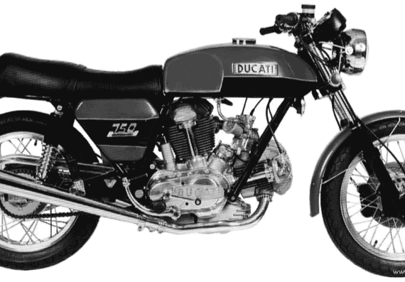 Ducati 750 GT motorcycle (1973) - drawings, dimensions, figures