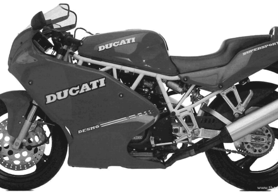 Мотоцикл Ducati 750 SS (1996) - чертежи, габариты, рисунки
