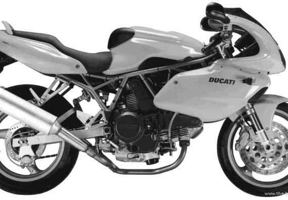 Мотоцикл Ducati 750 SS (1999) - чертежи, габариты, рисунки