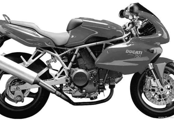 Мотоцикл Ducati 750 SS (2000) - чертежи, габариты, рисунки