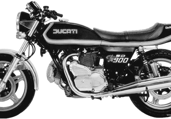 Мотоцикл Ducati 900 SD Darmah (1979) - чертежи, габариты, рисунки