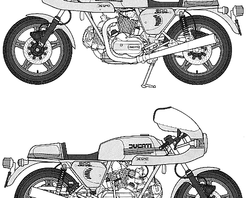 Мотоцикл Ducati 900 SS (1975) - чертежи, габариты, рисунки
