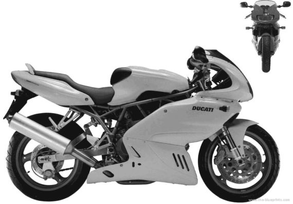 Мотоцикл Ducati 900 SS (1999) - чертежи, габариты, рисунки