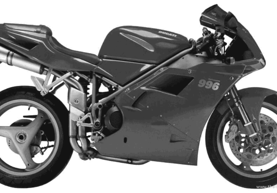 Мотоцикл Ducati 996 (1999) - чертежи, габариты, рисунки