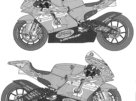 Мотоцикл Ducati Dantin GP4 (2004) - чертежи, габариты, рисунки