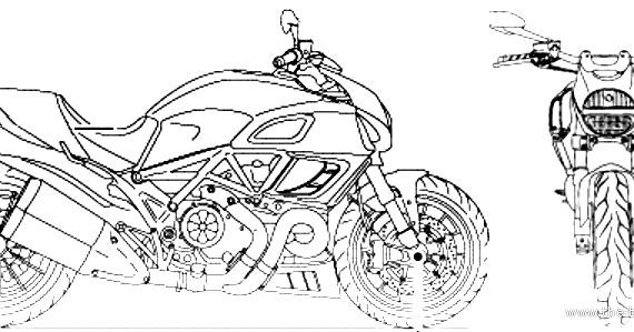Мотоцикл Ducati Diavel (2013) - чертежи, габариты, рисунки