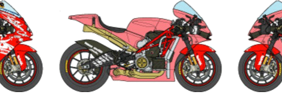 Мотоцикл Ducati GP4 (2006) - чертежи, габариты, рисунки
