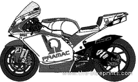 Мотоцикл Ducati GP9 (2009) - чертежи, габариты, рисунки