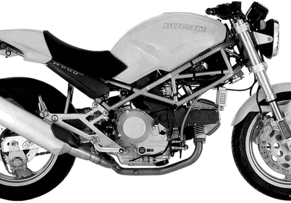 Мотоцикл Ducati M900 Monster (1996) - чертежи, габариты, рисунки