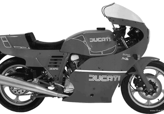 Мотоцикл Ducati MHR Mille (1986) - чертежи, габариты, рисунки