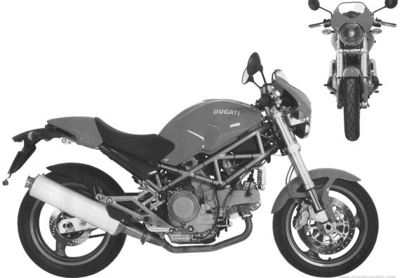 Мотоцикл Ducati Monster 1000DS (2003) - чертежи, габариты, рисунки