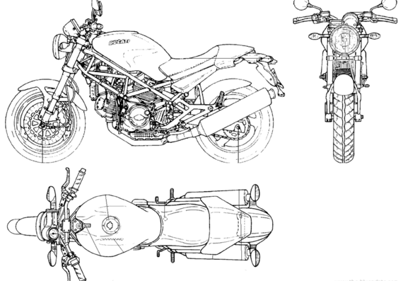 Мотоцикл Ducati Monster 400 - чертежи, габариты, рисунки