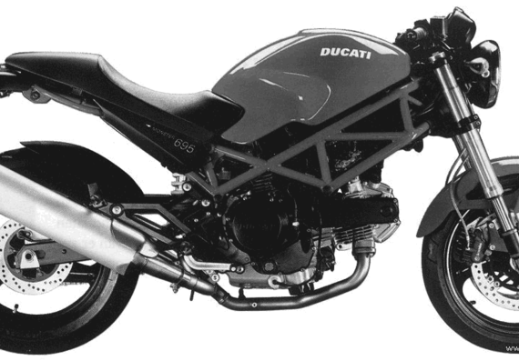 Мотоцикл Ducati Monster 695 (2006) - чертежи, габариты, рисунки