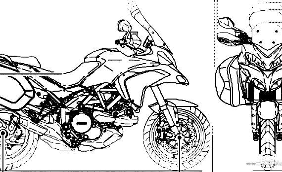 Мотоцикл Ducati Multistrada 1200 S Touring (2013) - чертежи, габариты, рисунки