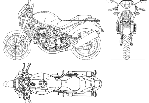 Ducati S4 motorcycle - drawings, dimensions, figures