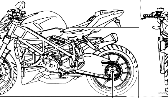 Мотоцикл Ducati Streetfighter 848 (2013) - чертежи, габариты, рисунки