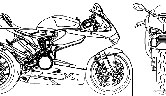 Мотоцикл Ducati Superbike 1199 Panigale (2013) - чертежи, габариты, рисунки