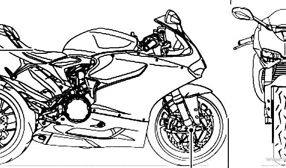 Мотоцикл Ducati Superbike 1199 Panigale R (2013) - чертежи, габариты, рисунки