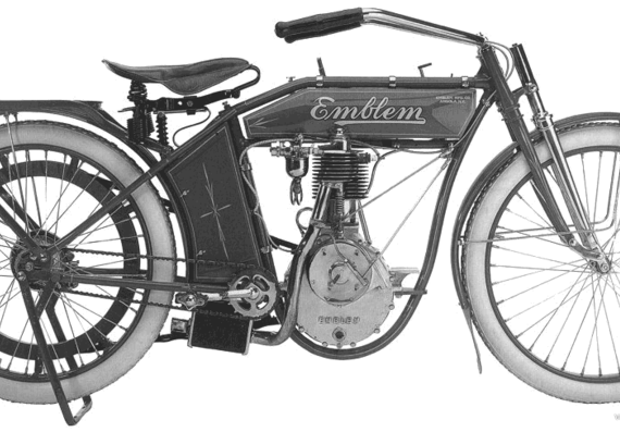 Мотоцикл Emblem Single (1912) - чертежи, габариты, рисунки