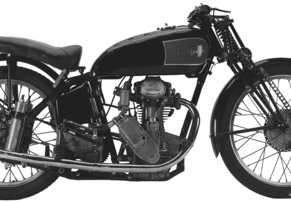 Excelsior (UK) G12 Manxman motorcycle (1937) - drawings, dimensions, pictures