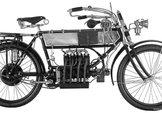 Мотоцикл FN (1910) - чертежи, габариты, рисунки