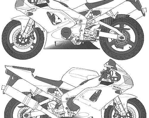 Мотоцикл Full View Yamaha YZF-R1 Taira Racing - чертежи, габариты, рисунки