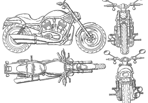 Мотоцикл Harley-Davidson 01 - чертежи, габариты, рисунки