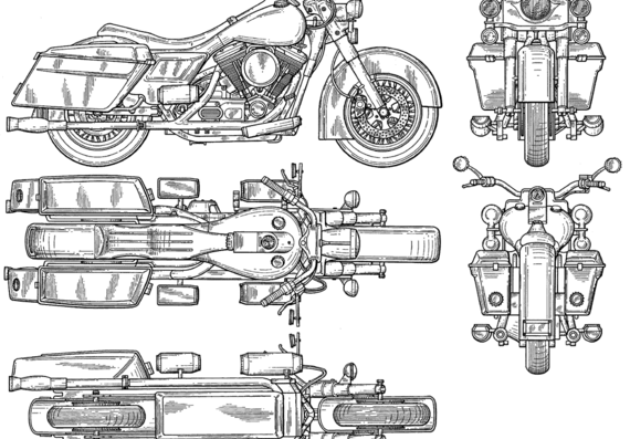 Мотоцикл Harley-Davidson 02 - чертежи, габариты, рисунки