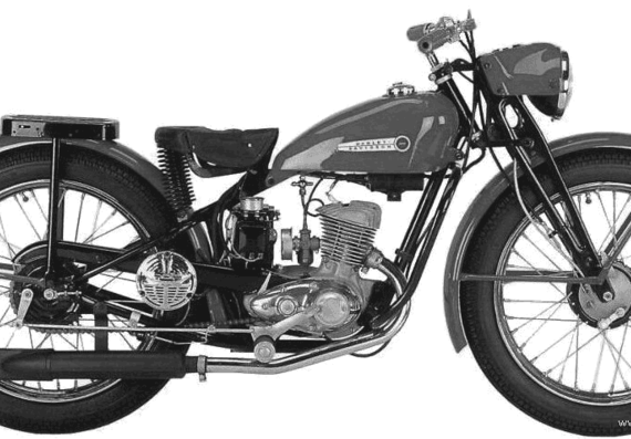 Harley-Davidson 125S motorcycle (1948) - drawings, dimensions, pictures