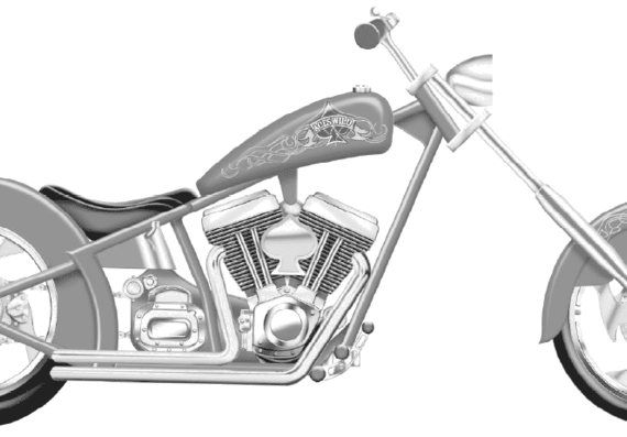 Мотоцикл Harley-Davidson Aces Wild Custom Chopper - чертежи, габариты, рисунки