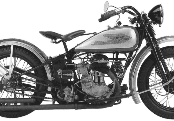 Мотоцикл Harley-Davidson CB (1934) - чертежи, габариты, рисунки