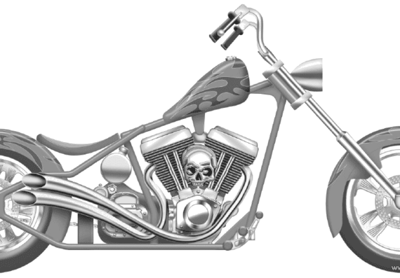 Мотоцикл Harley-Davidson Crusader Custom Chopper - чертежи, габариты, рисунки