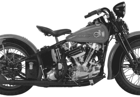 Мотоцикл Harley-Davidson EL (1936) - чертежи, габариты, рисунки