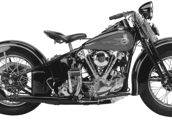 Мотоцикл Harley-Davidson EL (1939) - чертежи, габариты, рисунки