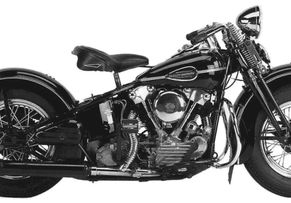 Мотоцикл Harley-Davidson EL (1941) - чертежи, габариты, рисунки