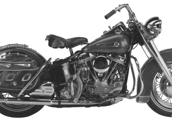 Мотоцикл Harley-Davidson EL (1950) - чертежи, габариты, рисунки