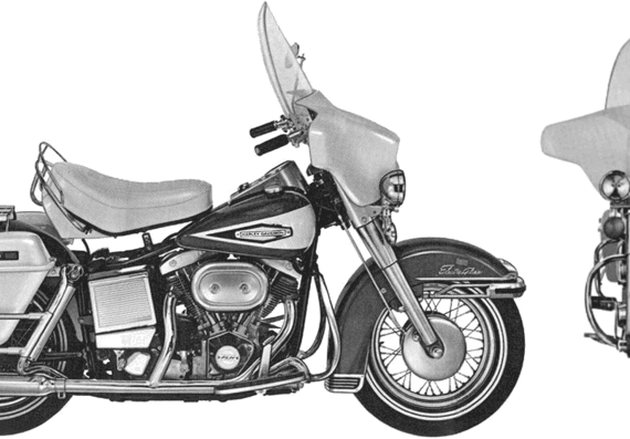 Мотоцикл Harley-Davidson FLH 1200 Electra Glide (1970) - чертежи, габариты, рисунки