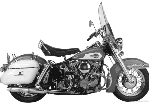Мотоцикл Harley-Davidson FLH (1959) - чертежи, габариты, рисунки