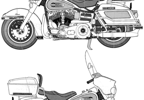 Мотоцикл Harley-Davidson FLH 80 Classic - чертежи, габариты, рисунки