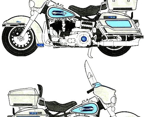 Мотоцикл Harley-Davidson FLH 80 Electra Glide 1340 (1980) - чертежи, габариты, рисунки