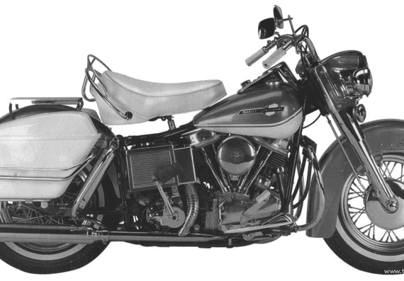 Мотоцикл Harley-Davidson FLH ElectraGlide (1965) - чертежи, габариты, рисунки